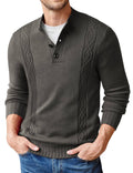 Twisted Stand Collar Knitted Pullover Sweater (US Only) Sweaters coofandy Deep Grey S 