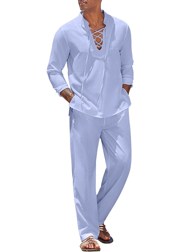 Leisure 2-Piece Vacation Outfit (US Only) Sets coofandy Light Blue S 