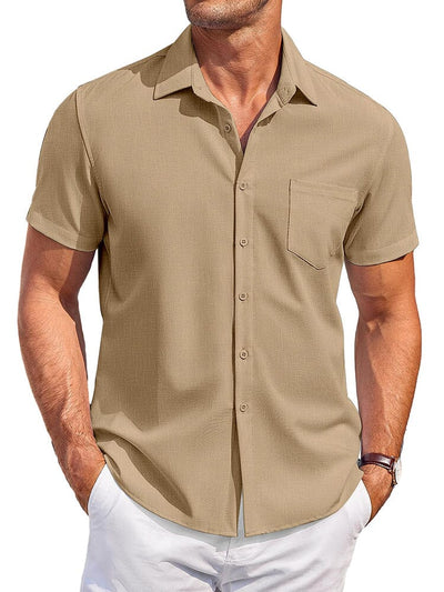 Classic Leisure Wrinkle Free Shirt Shirts coofandy Light Tan S 