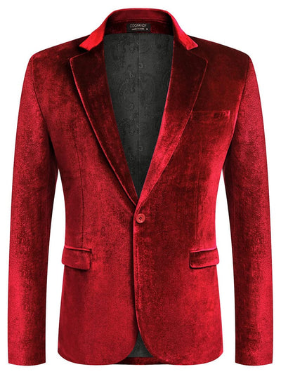 Luxury Velvet Blazer Jacket (US Only) Blazer coofandy Red S 