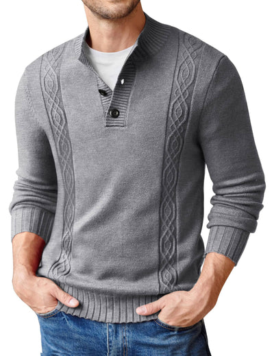 Twisted Stand Collar Knitted Pullover Sweater (US Only) Sweaters coofandy Grey S 