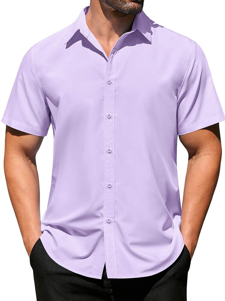 Casual Business Wrinkle Free Shirt Shirts coofandy Light Purple S 