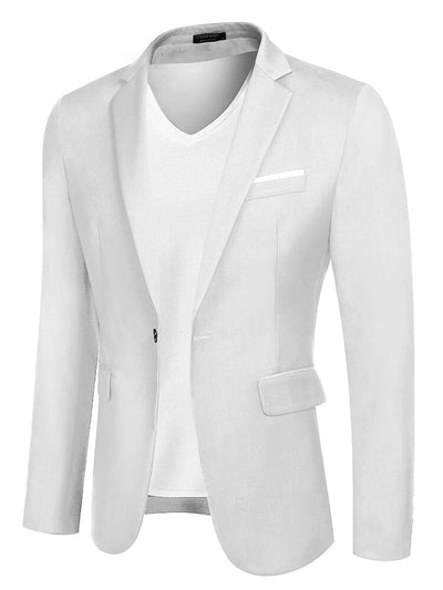 Casual Classic Suit Jacket (US Local) Blazer coofandy White S 