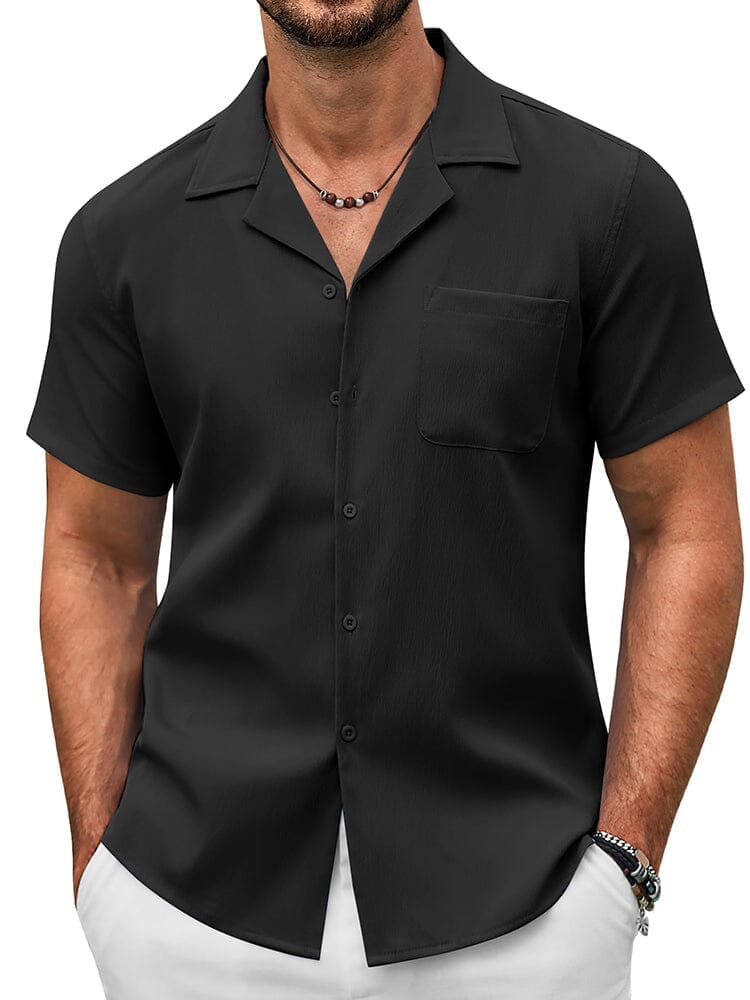 Essential Casual Textured Shirt (US Only) Shirts coofandy Black S 