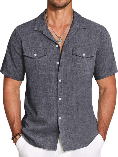 Casual Cuban Collar Summer Shirt (US Only) Shirts coofandy Navy Blue S 