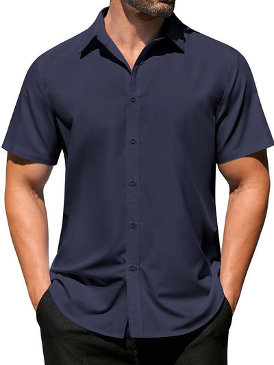 Casual Business Wrinkle Free Shirt Shirts coofandy Navy Blue S 