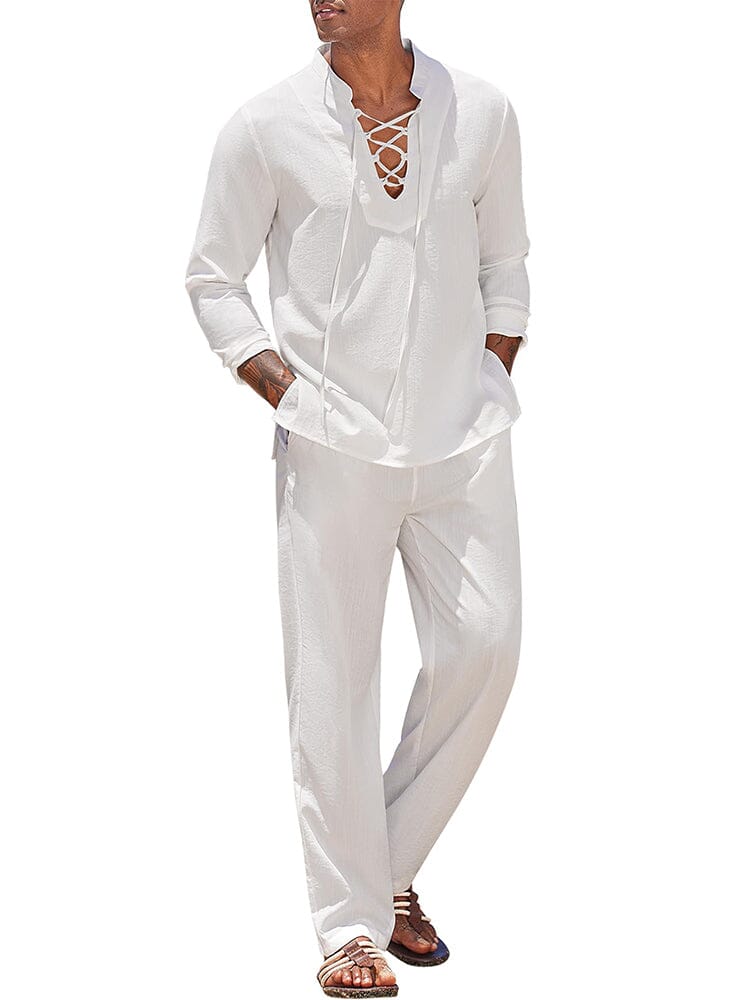 Leisure 2-Piece Vacation Outfit (US Only) Sets coofandy White S 