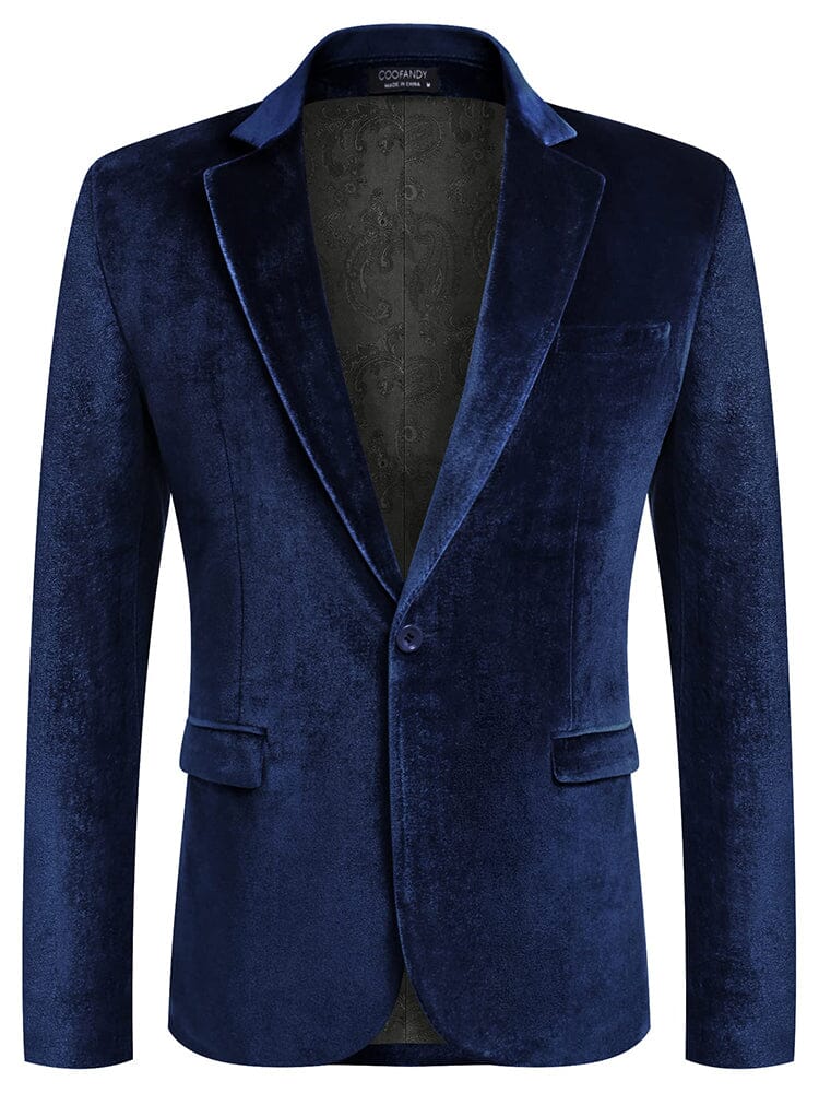 Luxury Velvet Blazer Jacket (US Only) Blazer coofandy Dark Blue S 