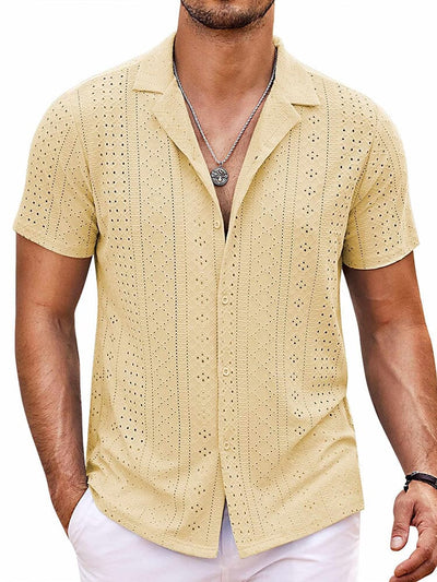 Coastal Chic Openwork Shirt (US Only) Shirts coofandy Light Yellow S 