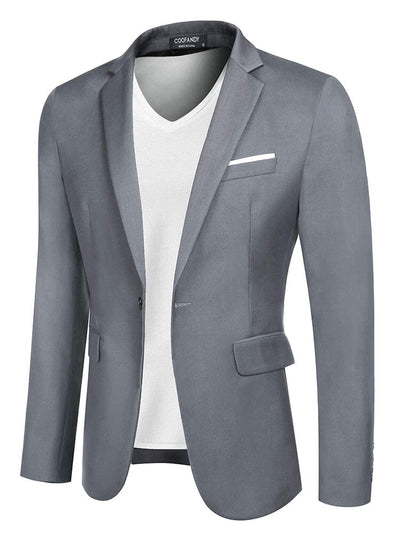 Casual Classic Suit Jacket (US Local) Blazer coofandy Grey S 