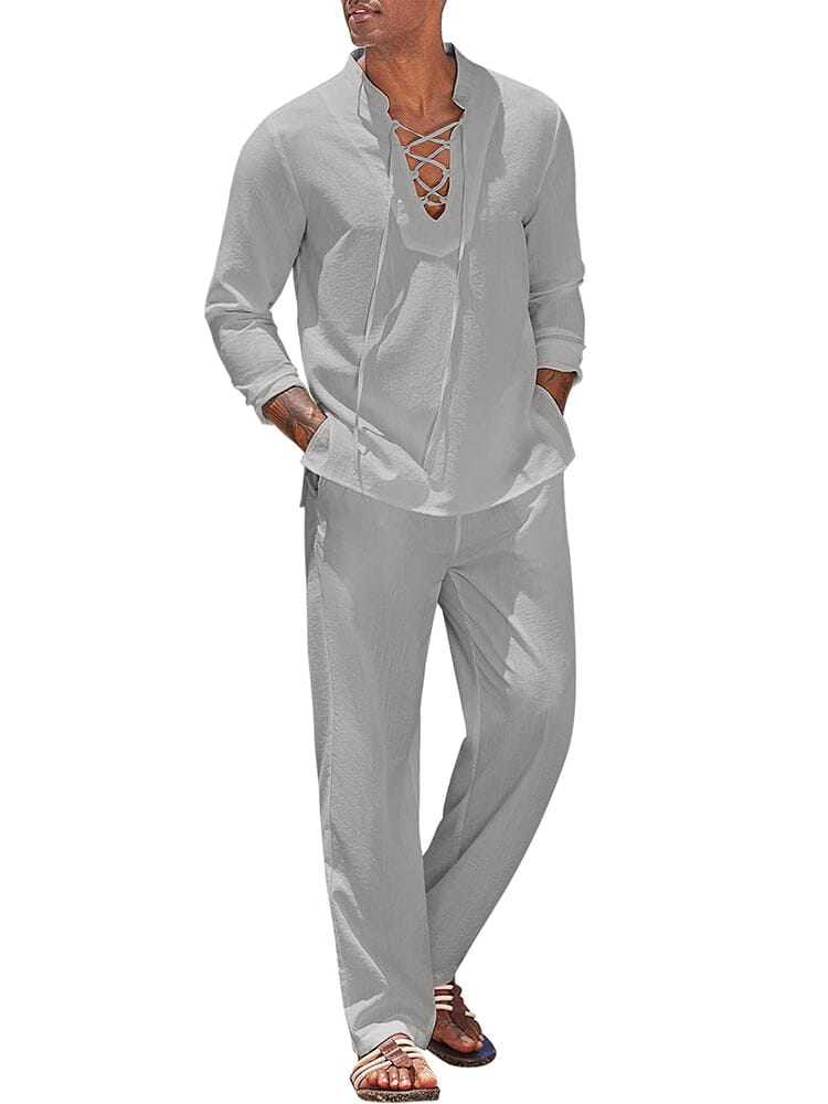 Leisure 2-Piece Vacation Outfit (US Only) Sets coofandy Light Grey S 