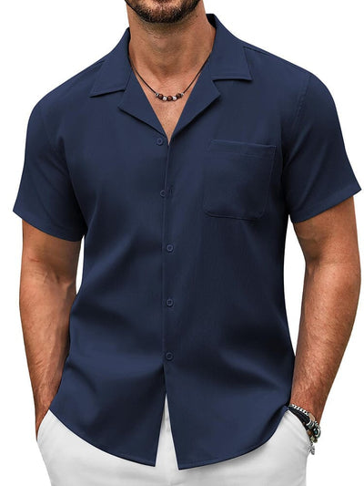 Essential Casual Textured Shirt (US Only) Shirts coofandy Navy Blue S 