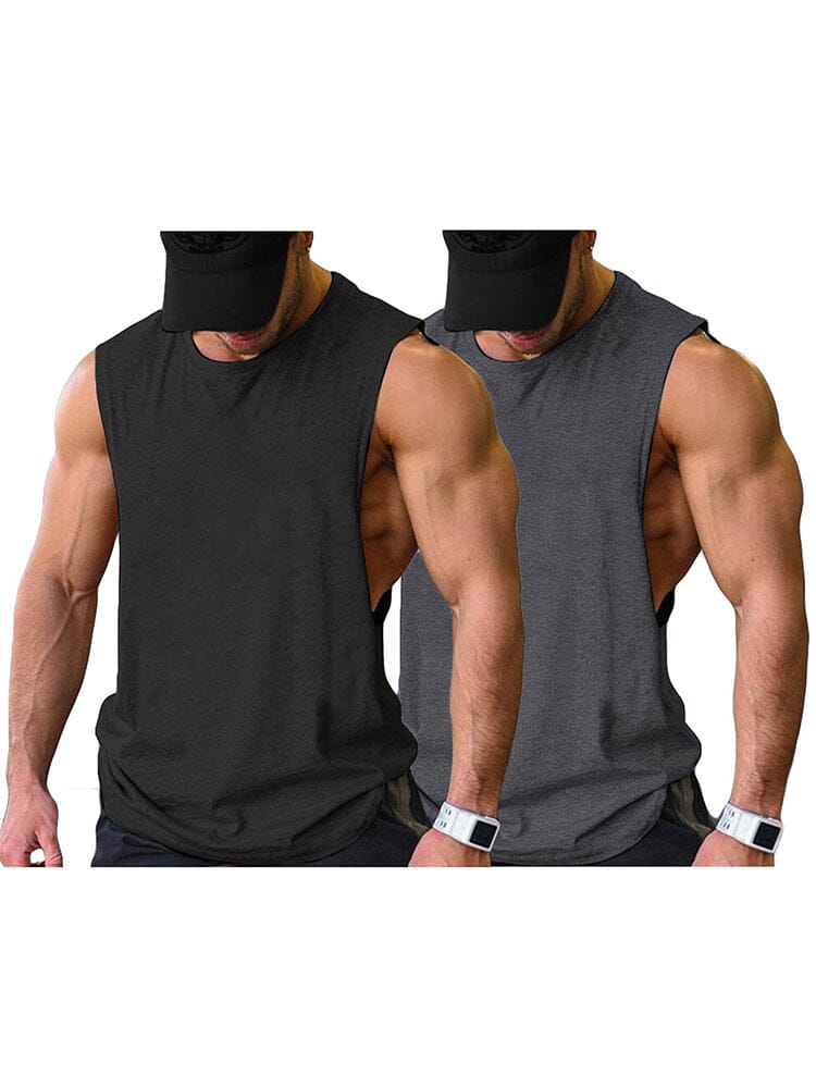 Leisure 2-Packs Muscle Tank Top (US Only) coofandy Black/Dark Grey S 