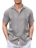 Casual Linen Blend Guayabera Shirt (US Only) Shirts coofandy Light Grey S 