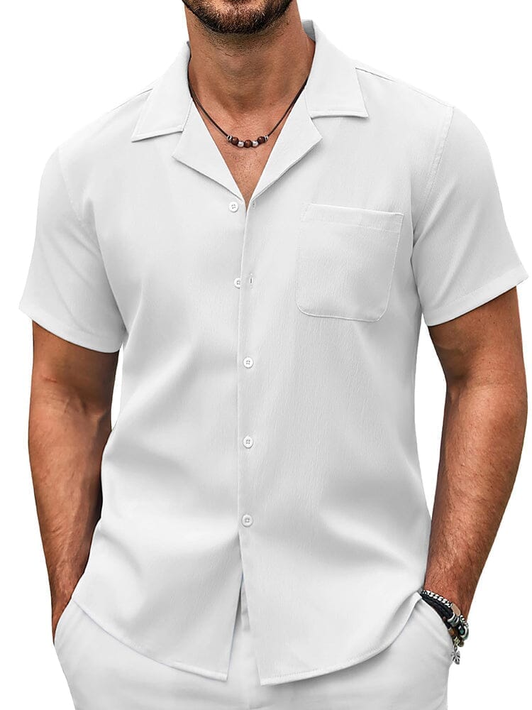 Essential Casual Textured Shirt (US Only) Shirts coofandy White S 