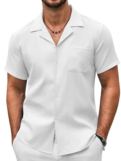 Essential Casual Textured Shirt (US Only) Shirts coofandy White S 