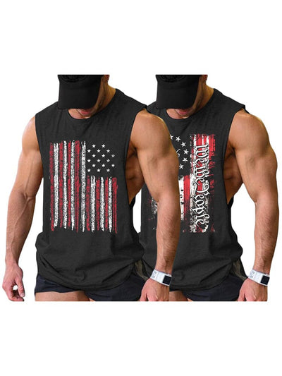 Leisure 2-Packs Muscle Tank Top (US Only) coofandy Black Flag Pat1/Black Flag Pat2 S 