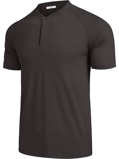 Short Sleeve Collarless Golf Polo Shirts (US Only) Polos Coofandy's Dark Grey M 