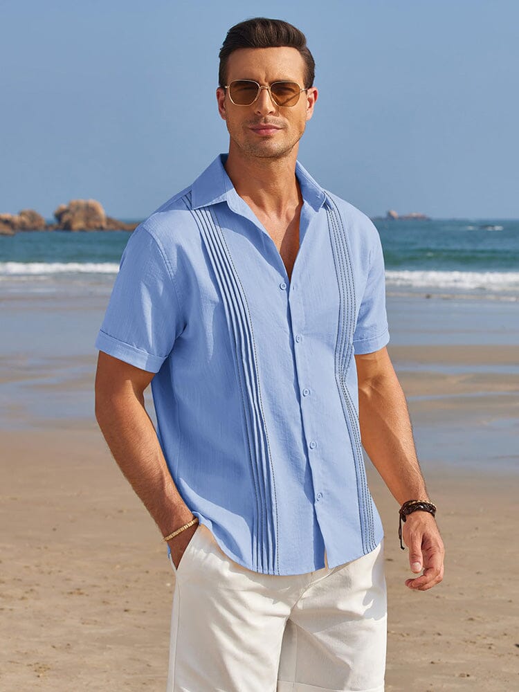 Casual Linen Blend Guayabera Shirt (US Only) Shirts coofandy 