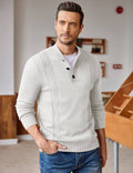 Twisted Stand Collar Knitted Pullover Sweater (US Only) Sweaters coofandy 