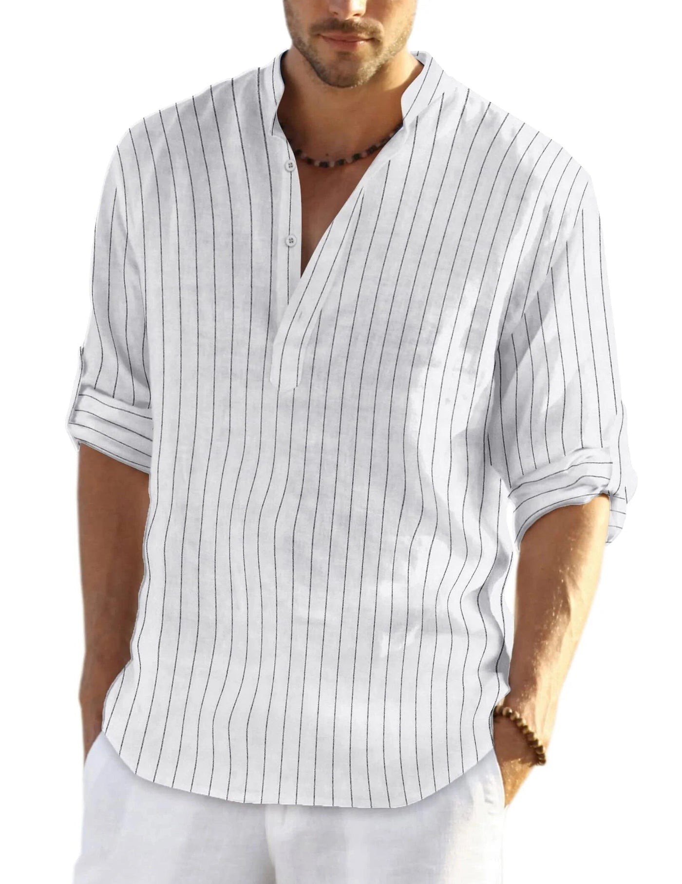 Coofandy Casual Beach Shirts (US Only) Shirts coofandy White Striped S 