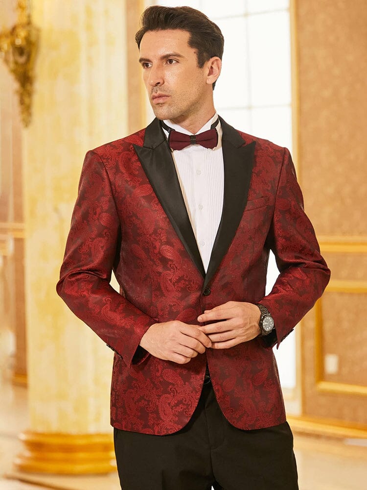 Floral Tuxedo Paisley Suit Jacket (US Only) Blazer coofandy 