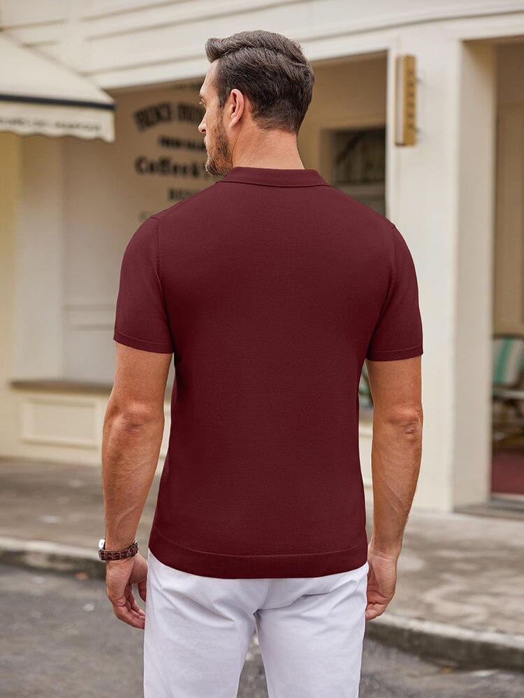 Classic Solid Color Knit Polo Shirt Polos coofandy 