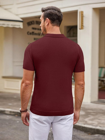 Classic Solid Color Knit Polo Shirt Polos coofandy 