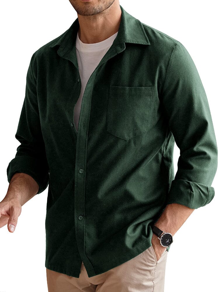 Long Sleeve Button Down Flannel Shirt (US Only) Shirts COOFANDY Store Army Green M 