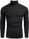 Turtleneck Knitted Classic Ribbed Sweater (Us Only) Sweaters COOFANDY Store Black S 