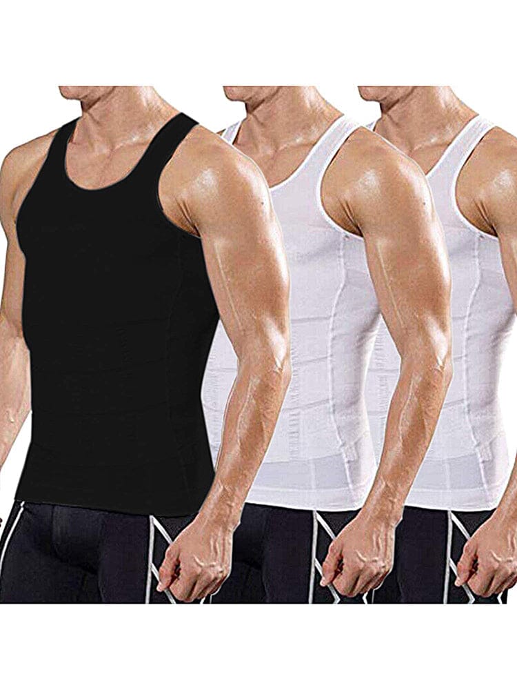 Compression Gym Workout Tank Top (US Only) Tank Tops coofandy Black/White/White M 