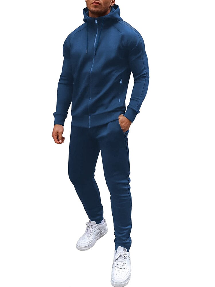 Casual 2-Piece Jogger Tracksuit Set (US Only) Sports Set coofandy Blue S 