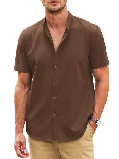 Classic Fit Linen Blend Shirt (US Only) Shirts coofandy Brown S 