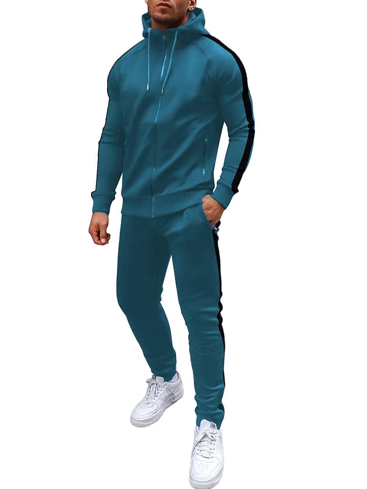 Casual 2-Piece Jogger Tracksuit Set (US Only) Sports Set coofandy Peacock Blue S 