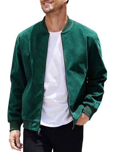 Vintage Suede Bomber Jacket (US Only) Jackets coofandy Dark Green S 