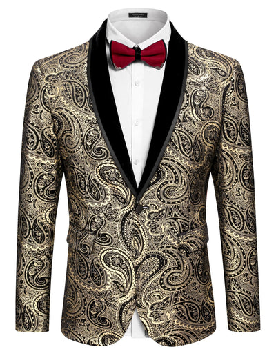 Coofandy Floral Wedding Blazer (US Only) Blazer coofandy Gold Paisley S 