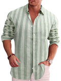 Classic Casual Printed Button Down Cotton Linen Shirt (Us Only) Shirts coofandy Green S 
