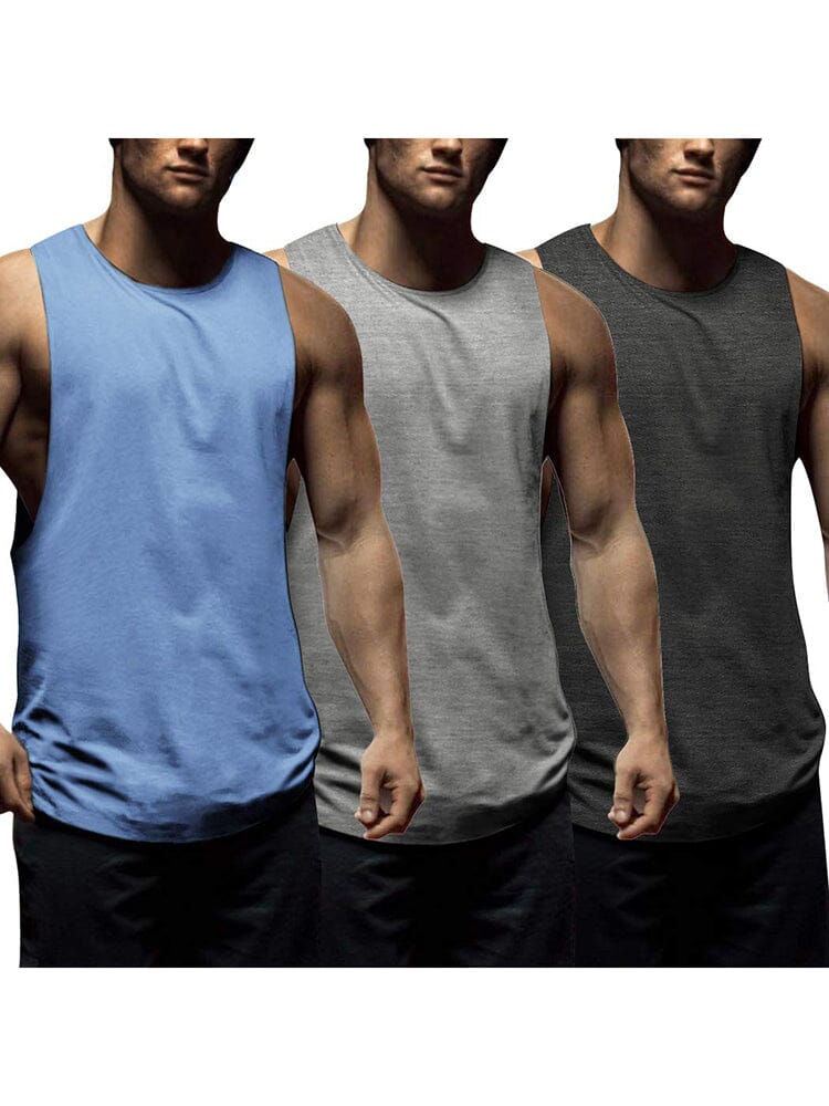 Coofandy 3 Pack Workout Tank Tops (US Only) Tank Tops coofandy Light Blue/Light Grey/Dark Grey S 