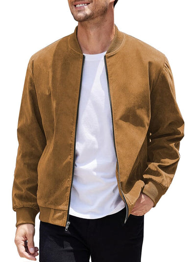 Vintage Suede Bomber Jacket (US Only) Jackets coofandy Light Brown S 