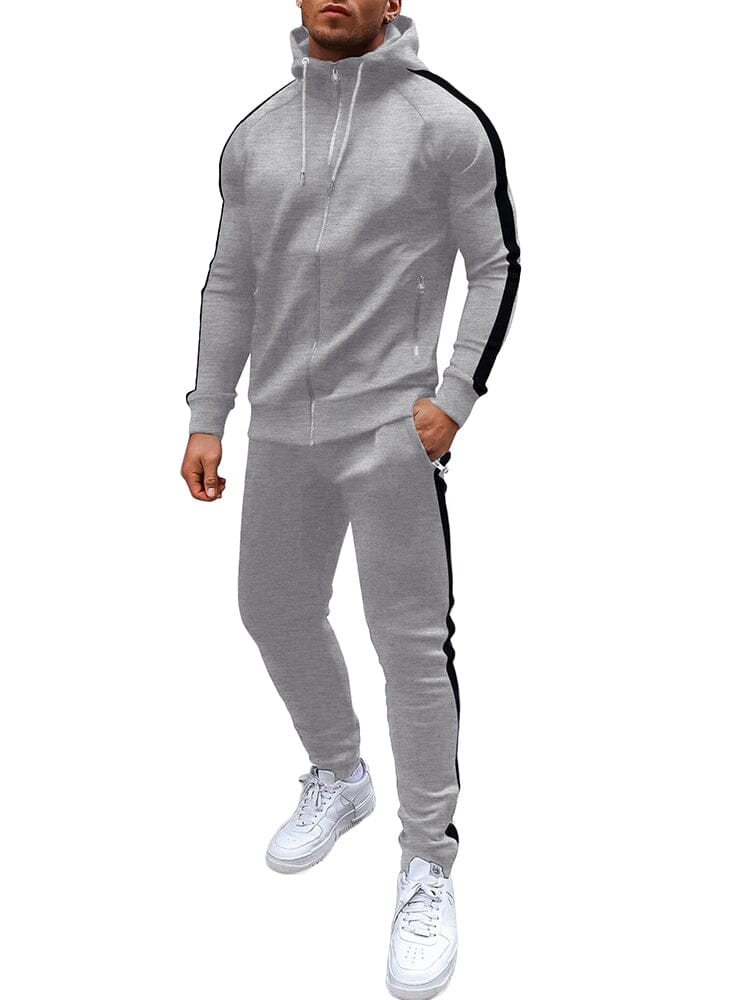 Casual 2-Piece Jogger Tracksuit Set (US Only) Sports Set coofandy Light Grey S 