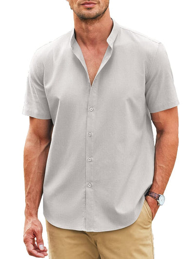 Classic Fit Linen Blend Shirt (US Only) Shirts coofandy Light Grey S 