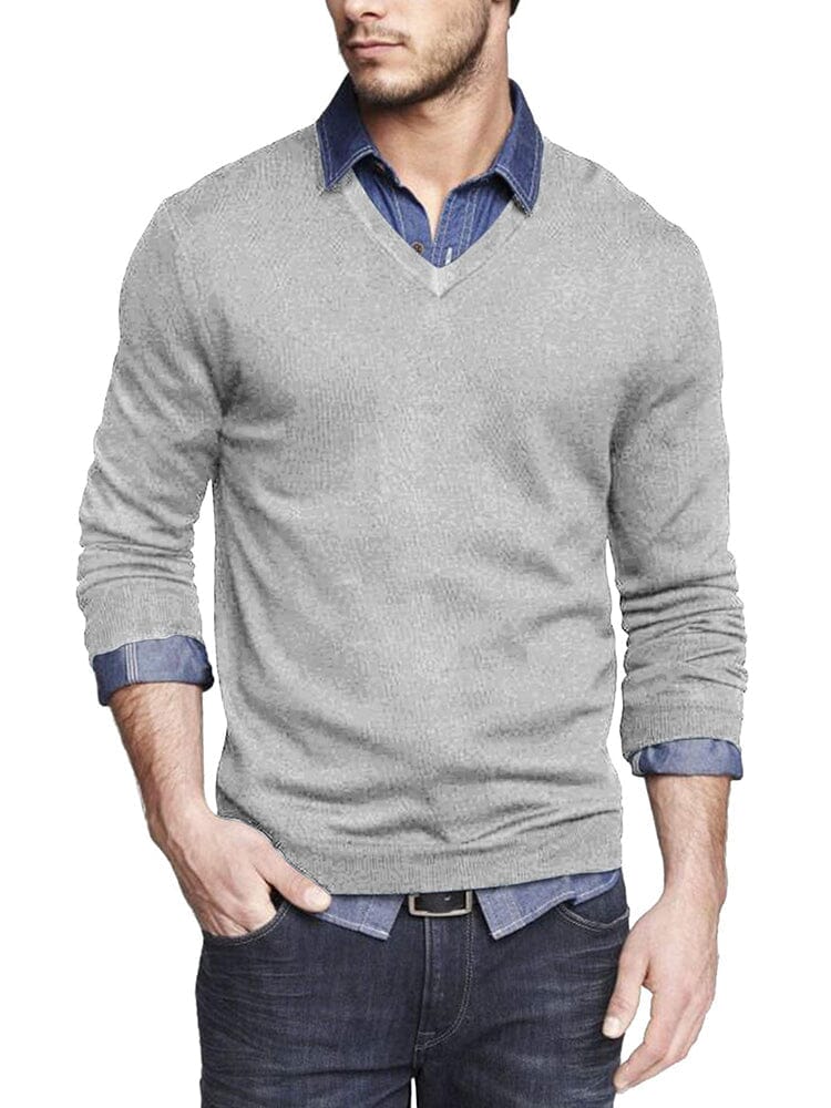 Casual Ribbed Knitted Pullover Sweater (US Only) Sweater coofandy Light Grey S 