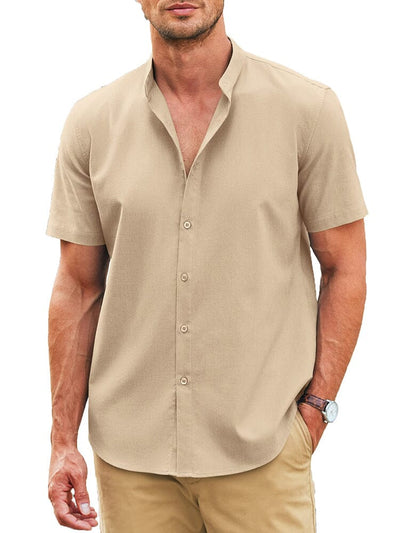 Classic Fit Linen Blend Shirt (US Only) Shirts coofandy Light Khaki S 