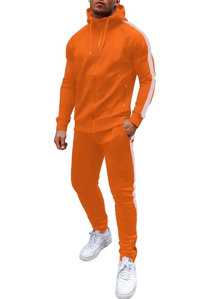 Casual 2-Piece Jogger Tracksuit Set (US Only) Sports Set coofandy Orange S 