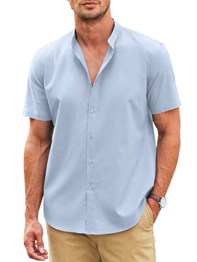 Classic Fit Linen Blend Shirt (US Only) Shirts coofandy Clear Blue S 