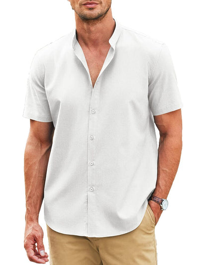 Classic Fit Linen Blend Shirt (US Only) Shirts coofandy White S 