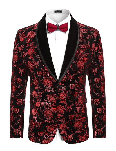 Coofandy Floral Wedding Blazer (US Only) Blazer coofandy Wine Red S 