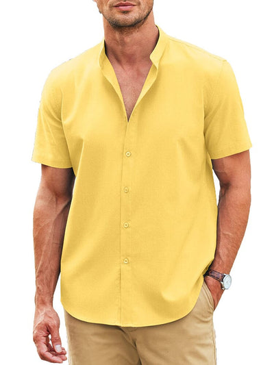 Classic Fit Linen Blend Shirt (US Only) Shirts coofandy Yellow S 